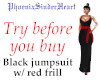 Blk jumpsuit red frill