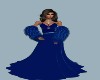 Blue Furry Sleeves Gown