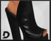 [D] Black Leather Heels