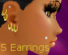 *bBb Gold 5hoop Earrings