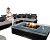 Couch with fireplace