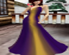 purple and gold gown
