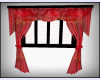 red curtan window