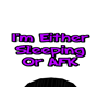 Sleeping Or AFK Headsign