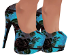 blue w black rose pumps