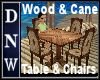 Wood & Cane Table/Chairs