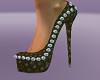 Green LV spiked heels