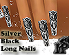 Long Silver&Black Nails