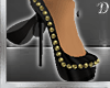 ~D~Black Gold Spike heel
