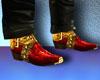 red metallic boots