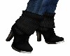 BLACK SUEDE/KNIT BOOTS