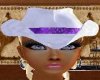 white hat wth purpleband