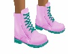 pink boots teal laces