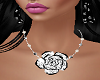Blk White Rose Necklace