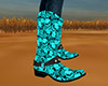 Teal Skull Cowgirl Boots