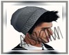 Gray Beanie w/Blk Hair
