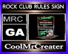 ROCK CLUB RULES SIGN