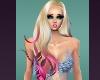 Pink Blond Hair Blue Mermaid Tail