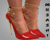 Red and gold shoes