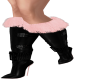 black/pink fur boots