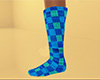 Teal Socks Plaid Tall F