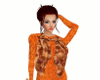 Orange Silk Print Scarf