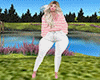 pink-white  striped set
