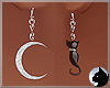 !Cat and Moon Earrings