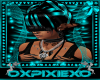 light teal n black up do