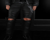 S~Blk,Leather torn Pants