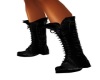 Blk Leather Spike Boots