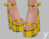 Y| Yellow Plaid Heels