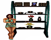 Teal Brown Gold Bookcase