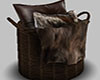Brown Fur Pillow Basket