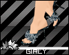 Black Fur Spike Heels