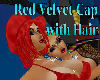 Red velvet cap w/Hair