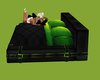 green & blk bed w/poses
