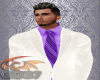 white suit purple shirt