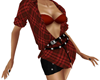 Belted Red Plaid Top
