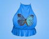 Blue Butterfly Crop Top