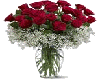 red roses vase bouquet