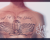 .:J|Owl chest tattoo:.