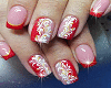 Red +White nails