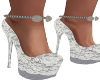 Gray/White Lace Heels