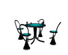 teal table and chairs