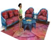 Pink and Blue Sofa Set