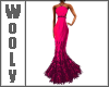 Long feather gown pink