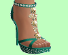 Gold Green Heels