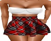 RED PLAID SKIRT WHITE