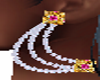 Ruby/Gold Pearl Earrings